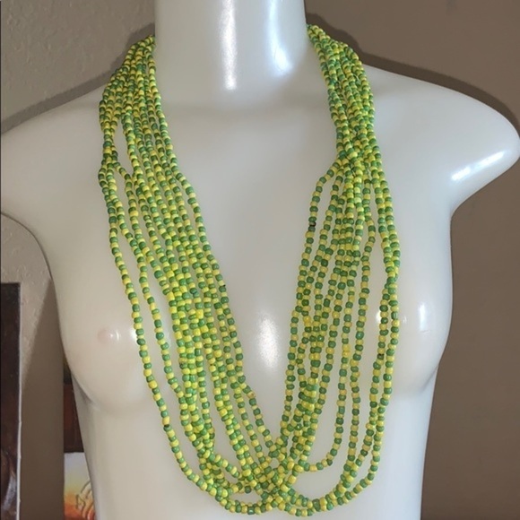 Elekes Yellow and Green Beaded Necklace - Picture 3 of 5